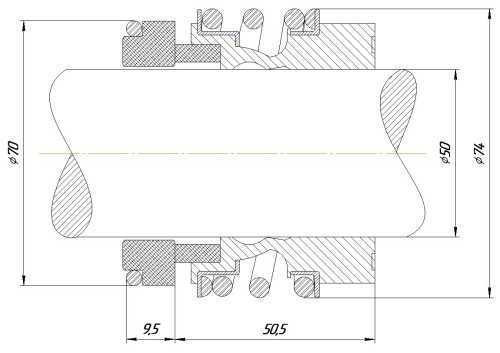 Uszczelnienie mechaniczne wału R-MG13 50, SIC/SIC, NBR, 304, G6