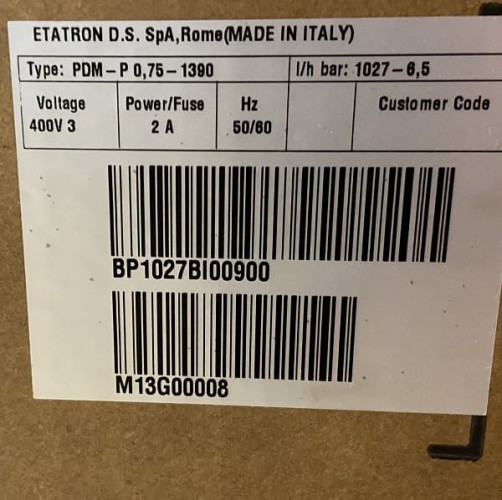 Pompa dozująca nurnikowa PDM-P BI 1027/6,5 400/3/50 0,55 PVC EPDM