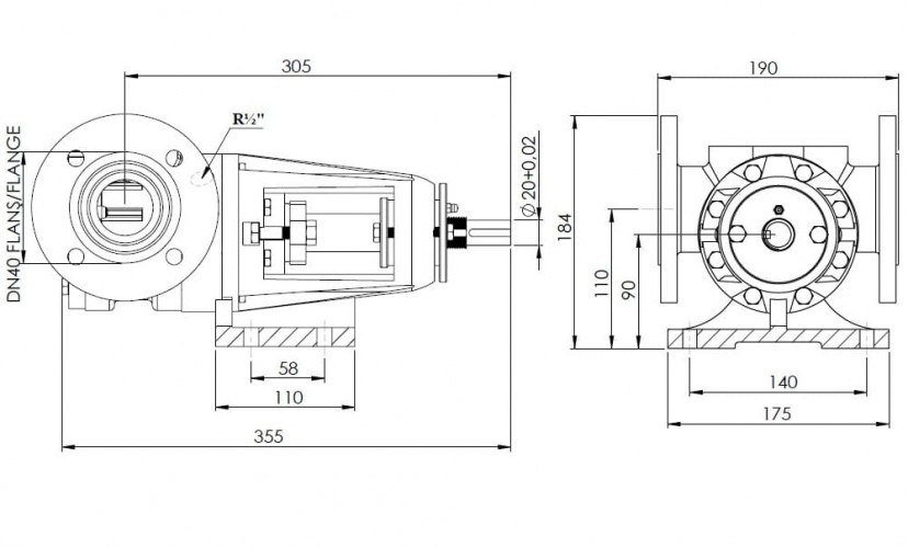 Pompa zębata do dżemu Kupar KIPK 1 1/2 cala-Y, 0,4-4 m3/h