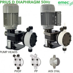 Pompa dozująca z silnikiem membranowym EMEC seria PRIUS D 50 Hz Mono (jednofazowa) 12-530 l/h, 10-5 bar