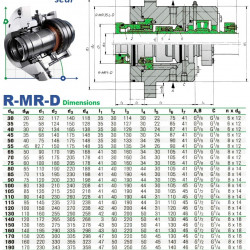 Podwójna uszczelka kasetowa R-MR35L-D 115, SIC/SIC/CAR/SIC/VITON, 304