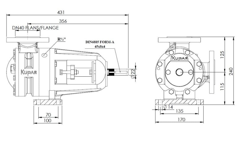 Pompa zębata Kupar KIP 1 1/2 cala do przelewania dżemu, 0,4-4 m3/h