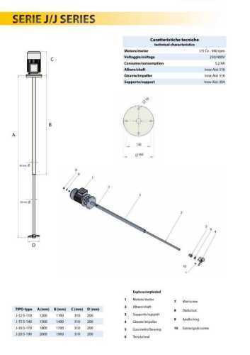 Mieszadło beczkowe nieruchomy J-12 S-110, 220V