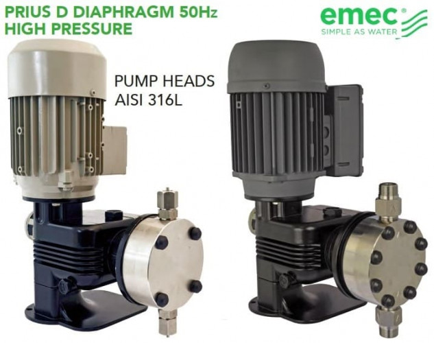 Pompa dozująca z silnikiem membranowym wysokociśnieniowym EMEC PRIUS seria D 50Hz AP 1,5-170 l/h, 100-20 bar