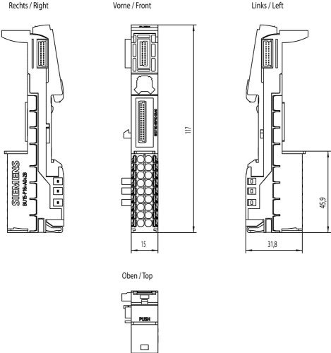 6ES7193-6BP00-0BA0, SIMATIC ET 200SP, jednostka bazowa BU15-P16+A0+2B, typ BU A0