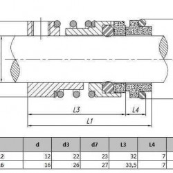 Uszczelnienie pompy Grundfos R-706E 16, SIC/TC, EPDM, 304