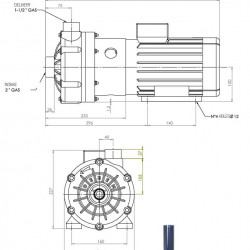 Pozioma pompa odśrodkowa MB 140/55, PE, LIP SEAL, VITON