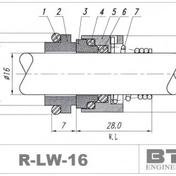 Uszczelnienie mechaniczne wału pompy Lowara R-LW 16, SIC/SIC, VITON, 316
