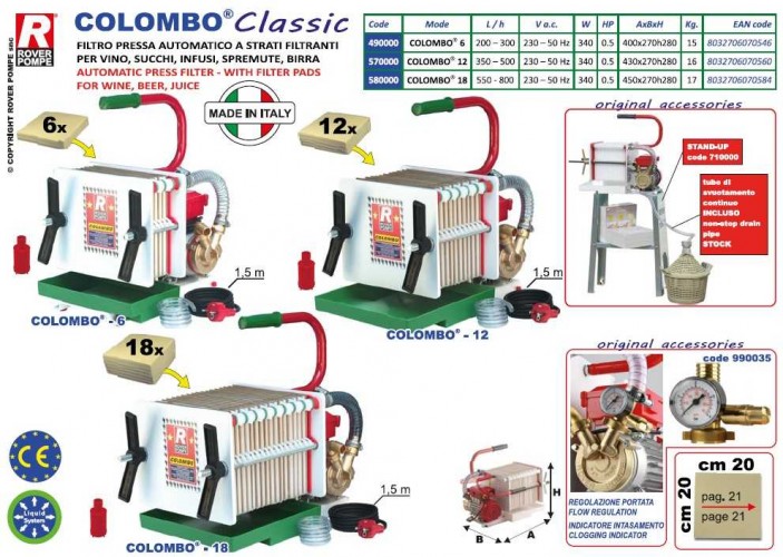 COLOMBO prasa filtracyjna 12-ramowa