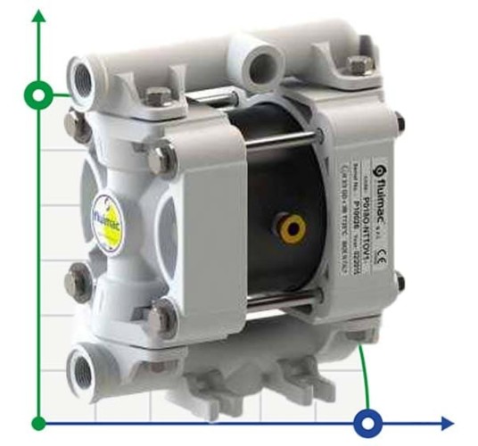 Pneumatyczna pompa membranowa do kwasów PHOENIX P20 POM HYTREL+PTFE, 20 l/xv