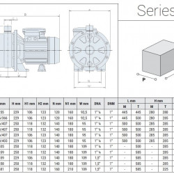 Pompa ze stali nierdzewnej CBX/200A, 1,5 kW, 9 m3/h, 55m, 220V/M, AISI 304 (EBARA 2CDXM 120/20)