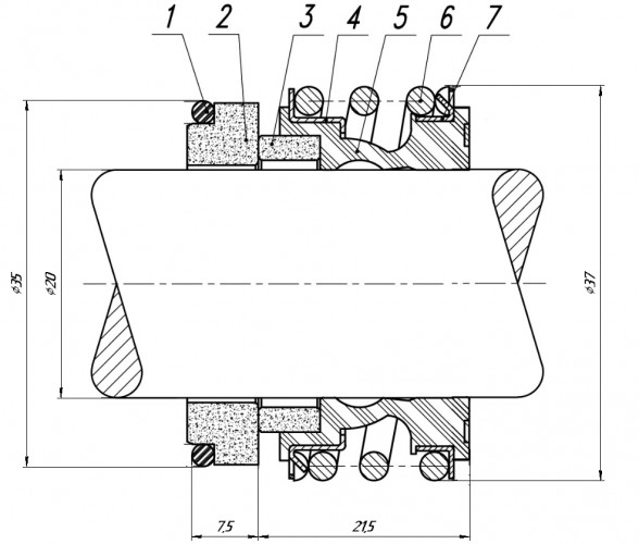 Uszczelnienie mechaniczne wału pompy R-MG1 20, SIC/SIC, VITON, 304, G4
