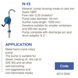 Ręczna pompa beczkowa FLUIMAC NEPTUNE N-13, żeliwo, NBR