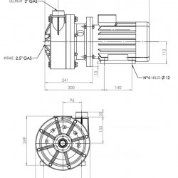 Pozioma pompa odśrodkowa MB 150, PP, LIP SEAL, VITON, A