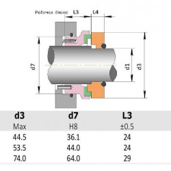 Uszczelnienie mechaniczne wału pompy Inoxpa R-M07 1, SIC/CAR, EPDM, 304
