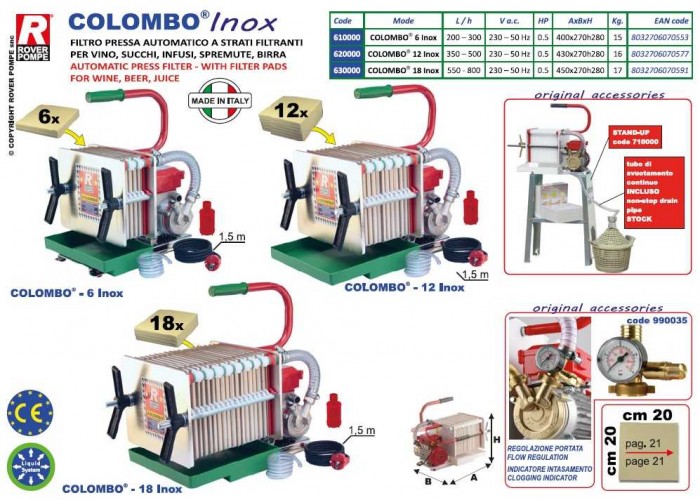 COLOMBO 12 Inox-prasa filtracyjna ramowa