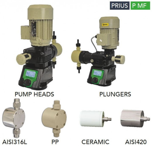 Wielofunkcyjna pompa dozująca z silnikiem tłokowym EMEC seria PRIUS P MF 5-320 l/h, 10 bar