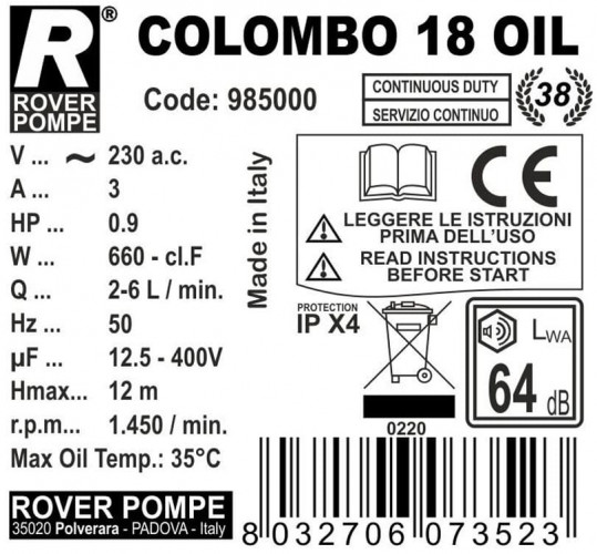 COLOMBO 18 Oil-prasa filtracyjna ramowa
