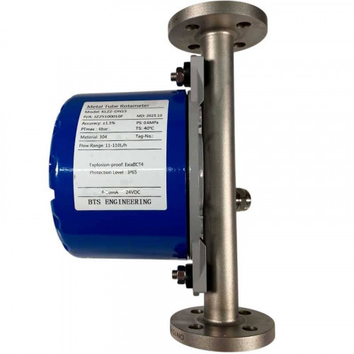 DN15 Przepływomierz rotametr ze stali nierdzewnej KLZZ PN6 (ciekła mieszanina alkoholi C2H5OH 96%), 11-110 l/h, 4-20mA, Ex