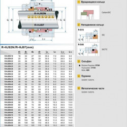 Uszczelnienie mechaniczne pompy R-HJ97 40, TC/TC, VITON, 304, G46