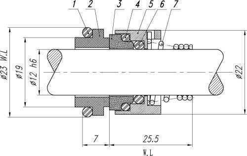 Uszczelnienie pompy Lowara R-LW 16, SIC/SIC, VITON, 316
