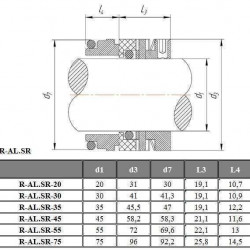 Uszczelnienie mechaniczne do pompy Alfa Laval R-AL.SR 75, SS/CAR, EPDM, typ 304 VULCAN 1688W, JOHN CRANE 87, STERLING 280W