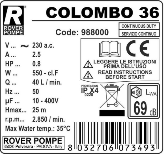 COLOMBO 36-prasa filtracyjna ramowa