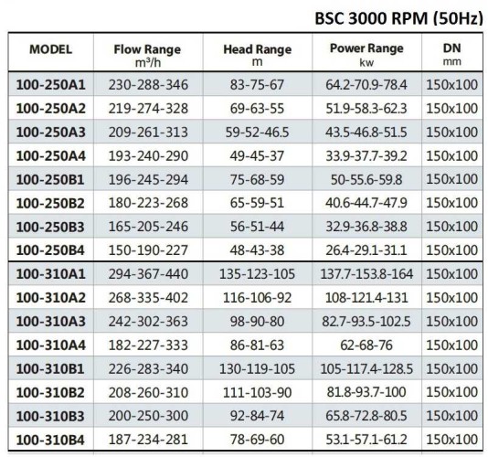 BSC 100-250A/B, (3000) pompa z podwójnym wejściem