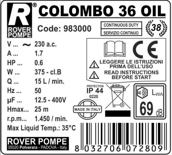COLOMBO 36 Oil-prasa filtracyjna ramowa
