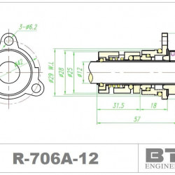 Uszczelnienie mechaniczne wału pompy Grundfos, typ kasetowe R-706A 12, SIC/SIC, EPDM, 304