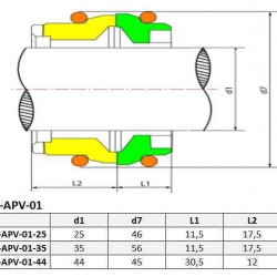 Uszczelnienie mechaniczne wału pompy APV R-APV-01 25, SIC/SIC, VITON