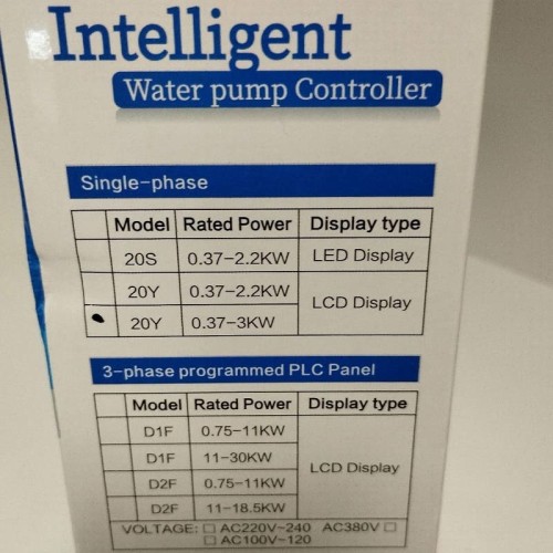 Sterownik pompy 20Y-3000, tworzywo ABS, 1-fazowy 220V-240V, 0,37-3kW