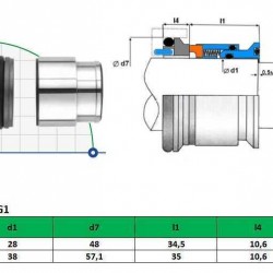 Uszczelnienie pompy Hilge R-HLG1 38, SIC/SIC, VITON, 304