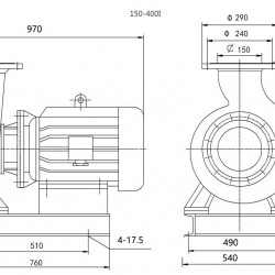BGWH 150-400(I) (200/50), 45kW, 1480 - pompa ze stali nierdzewnej pozioma