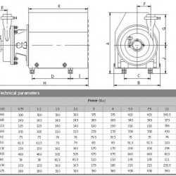 SCP-L, 10T, 60m, AISI 316L, 7,5 kW ABB Motor, 380V sanitarna pompa odśrodkowa