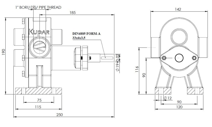 Pompa zębata do masła Kupar KHP 1 cal, 2-5 m3/h