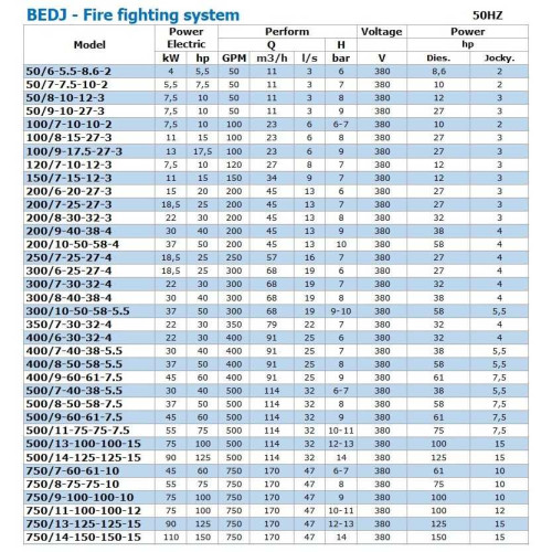 BEDJ 400/8-50-58-5.5 (25 l/s, 80m, 37kW) automatyczna pompownia do gaszenia pożarów
