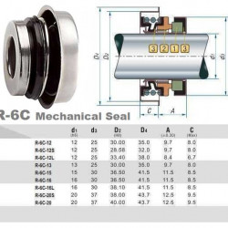 Uszczelnienie mechaniczne do pompy silnikowej R-6C 16, SIC/SIC, NBR, 304