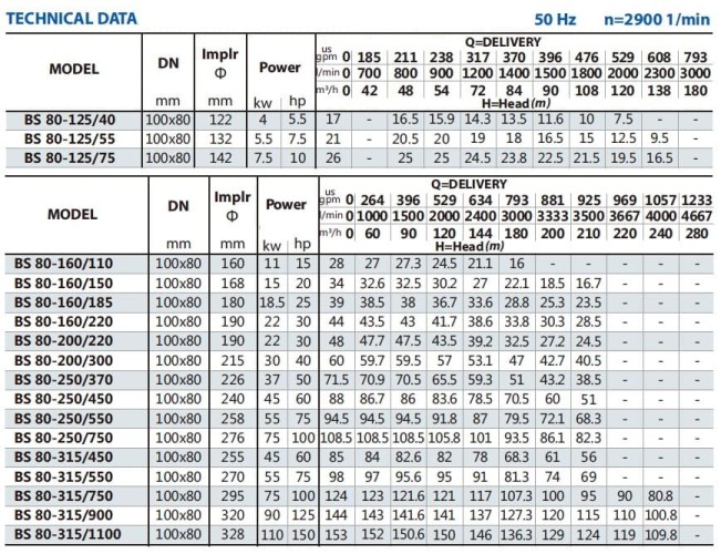 Pompa obiegowa BS 80-160/220 (144/38,6), 22kW, 2900 bez silnika