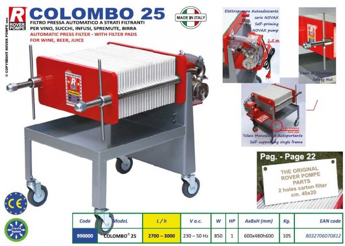 COLOMBO 25-ramowa prasa filtracyjna