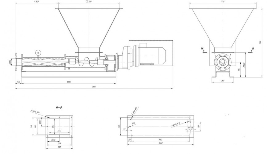 Pompa śrubowa SOLTEC BN045L01FYBST V110 z PU, 4kw, 10 m3/h, 6 bar do mięsa lub mięsa mielonego