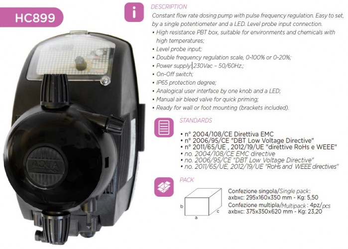Pompa dozująca PDE HC899-4 25-2,5/42-1 230V PVC-GL-VT