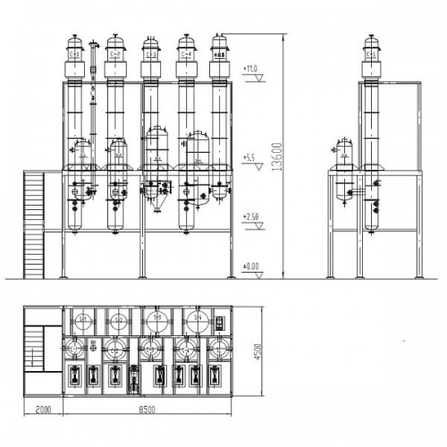 Wyparka próżniowa z opadającym filmem MVR do oczyszczania ścieków, oczyszczania chemikaliów
