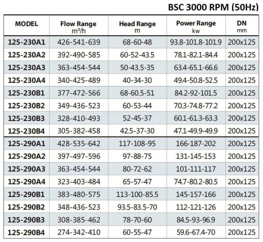 BSC 125-365A/B, (3000) pompa z podwójnym wejściem