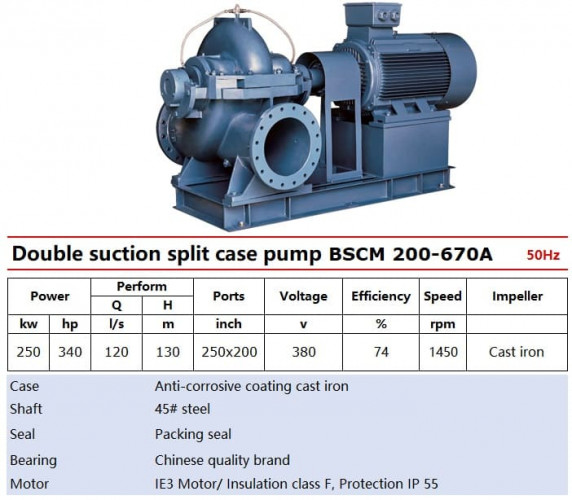 BSCM 200-670A, 250 kW, 1500 - pompa z podwójnym wejściem