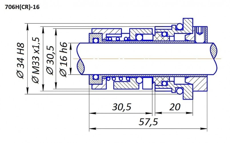 Uszczelnienie pompy Grundfos R-706H(CR) 16, SIC/SIC, EPDM, 304