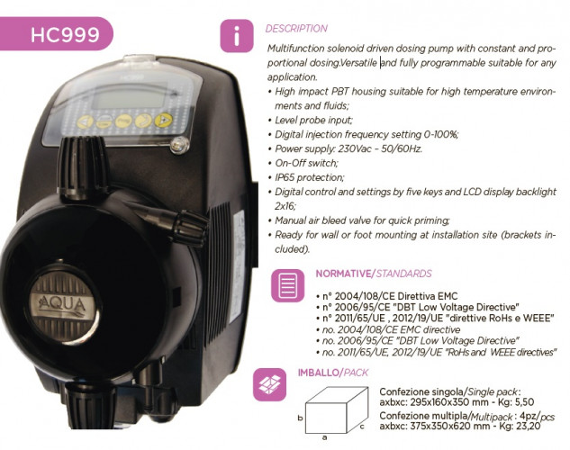 Pompa dozująca tlen aktywny PDE HC999-PH/RX-4B 25-2.5/42-01 230V PVC-GL-VT