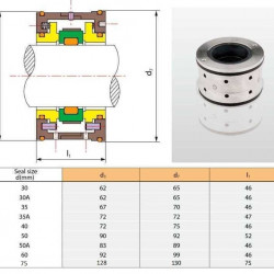 Uszczelnienie pompy EMU R-TSWE 40, SIC/SIC/SIC/SIC, VITON, 304