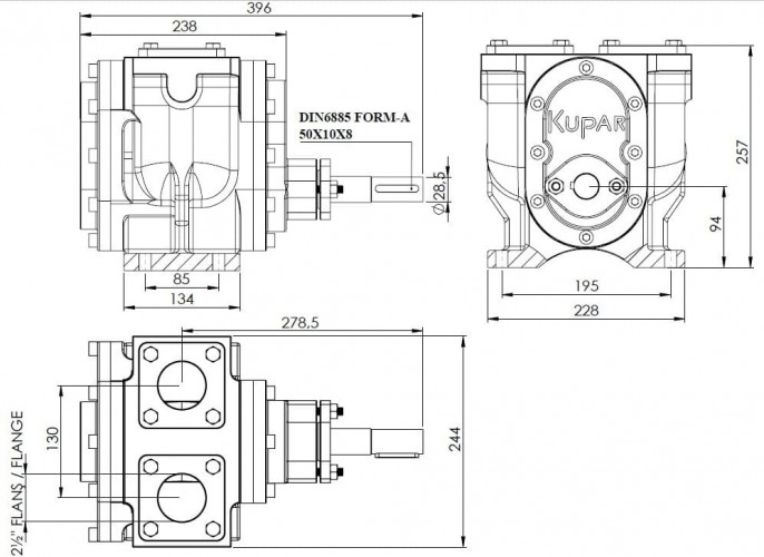 Pompa zębata do czekolady Kupar KCP 2 1/2 cala, 30 m3/h
