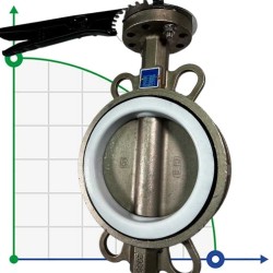 PN16 DN125 Zawór Motylkowy, korpus i tarcza wykonane ze stali nierdzewnej AISI 304, gniazdo PTFE